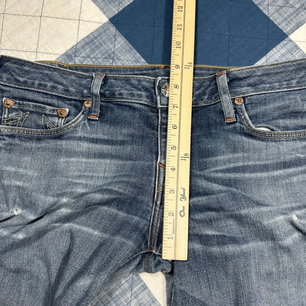 True Religion Brand Jeans Mens 32 Straight Leg Blue Denim Made in USA Low Rise